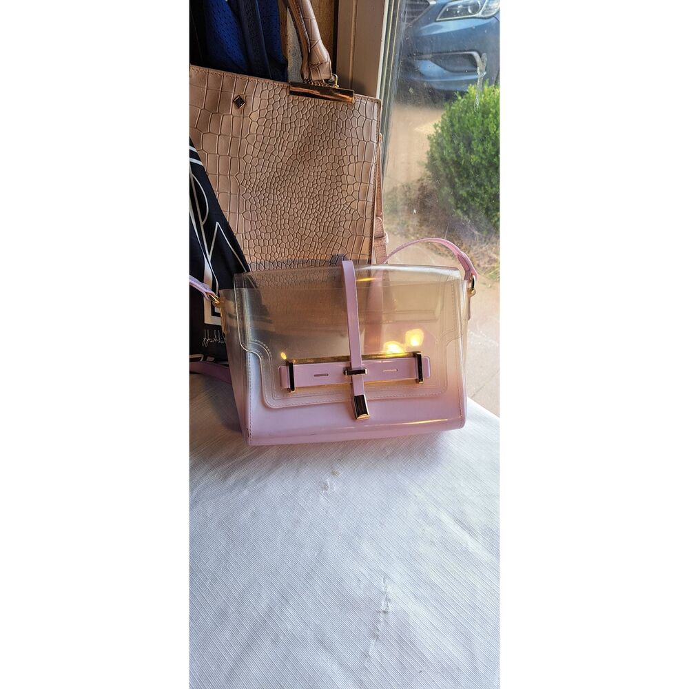 Vince Camuto Clear Purple Jelly Crossbody Bag Gold Hardware Convertible Shoulder